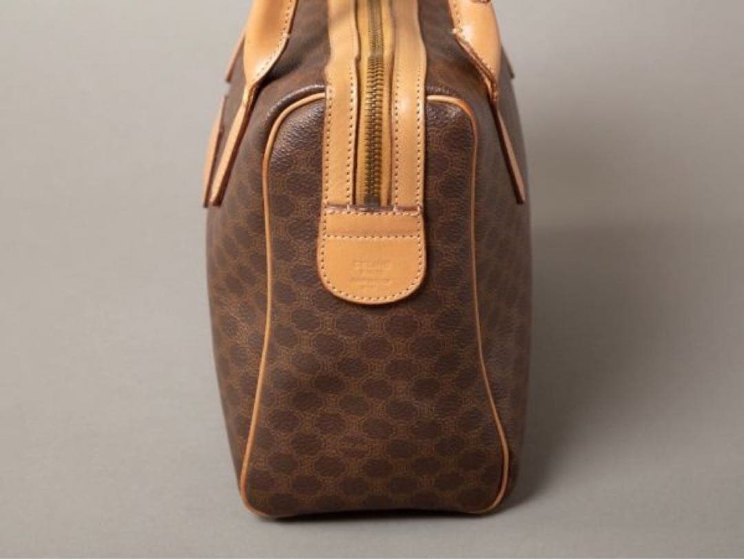 セリーヌ マカダム ブラゾンロゴ ブラウン ミニボストン ハンドバッグ