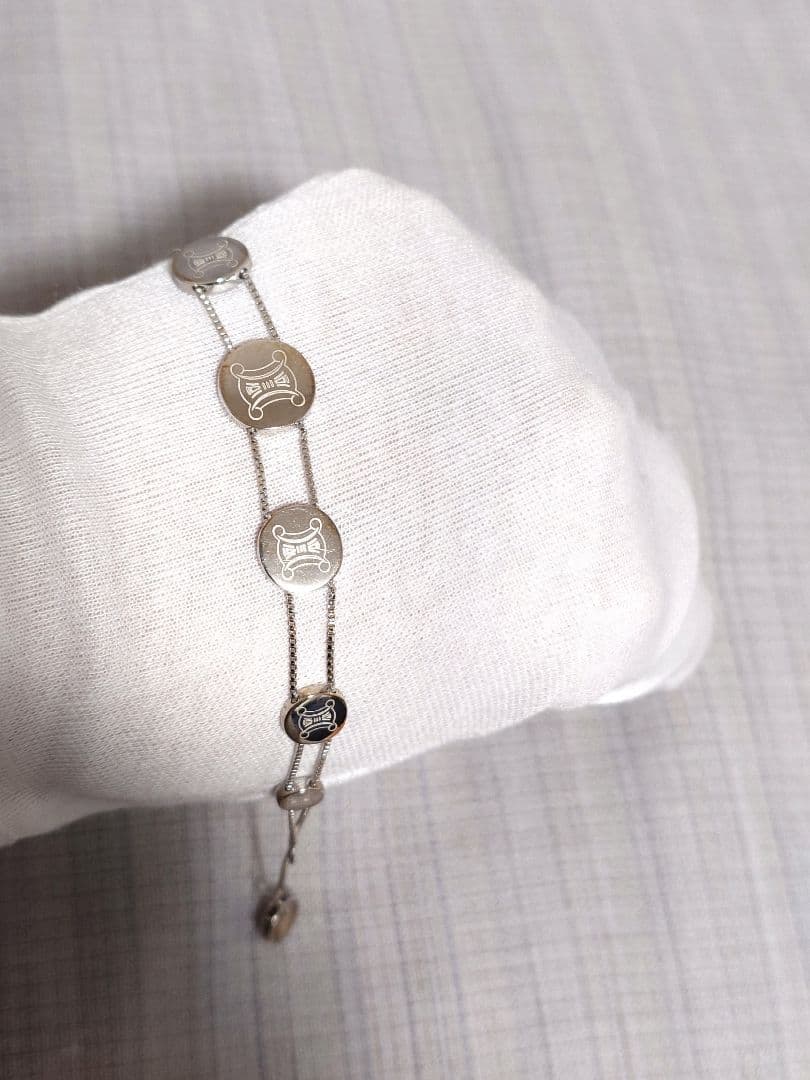 CELINE◆セリーヌシルバーロゴチャームブレスレット