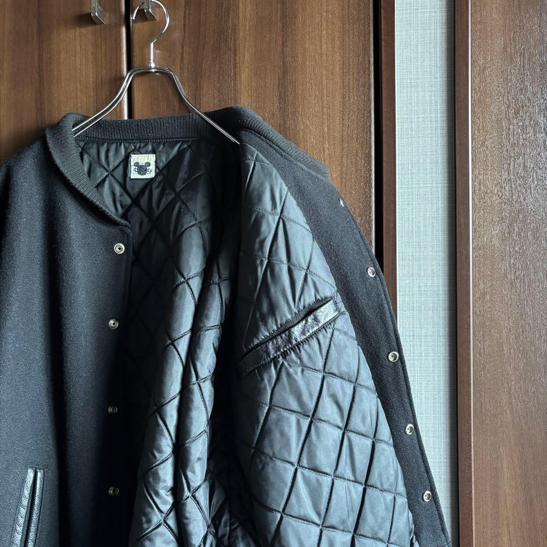 90's vintage disney ヴィラン レザー袖 スタジャン