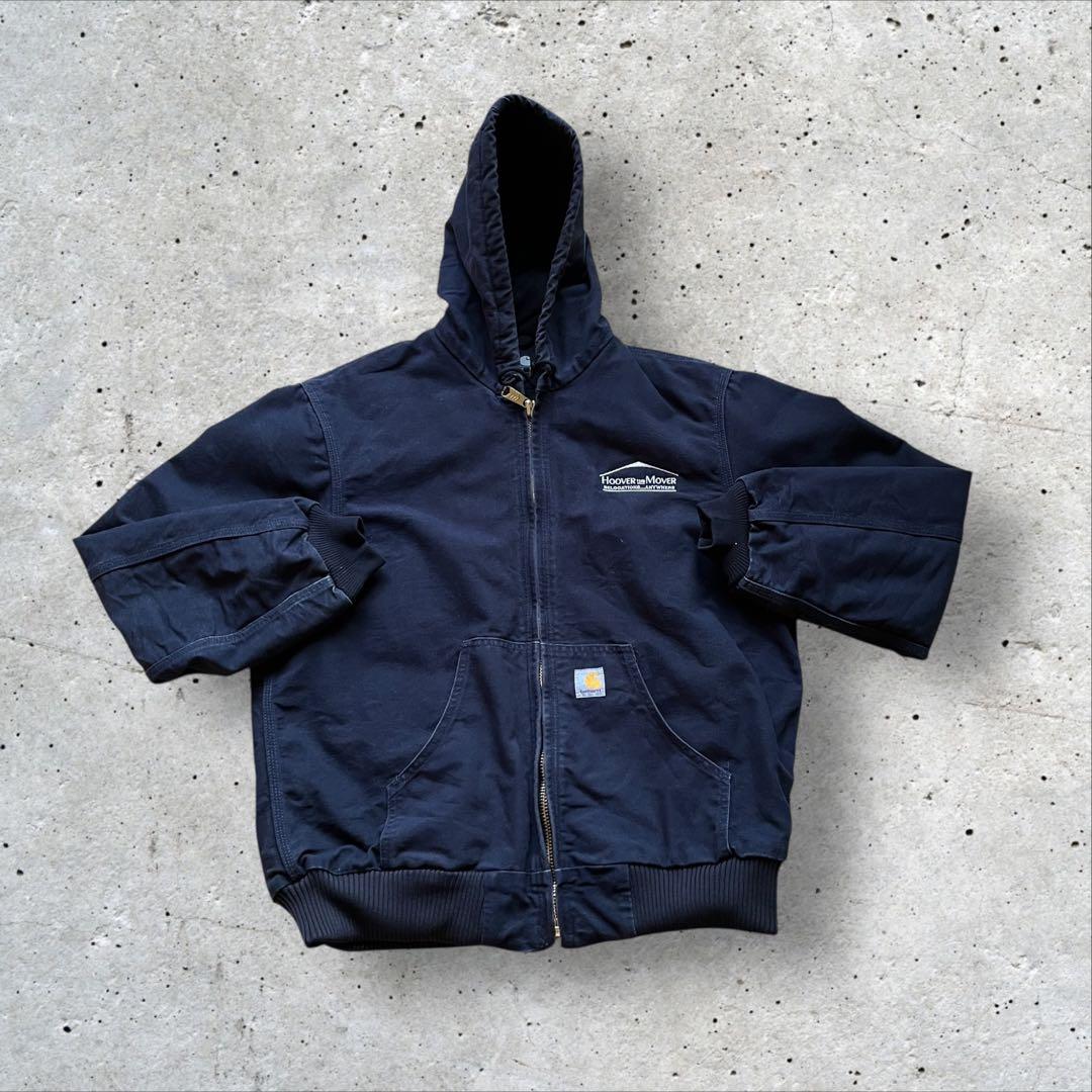 【00s】USA製carharttアクティブジャケット　ダック地　企業ロゴ