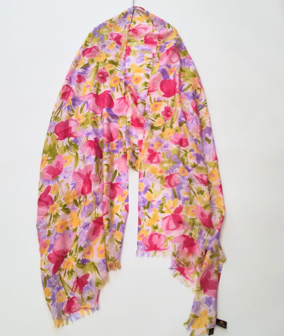 極美品 ロロピアーナ カシミヤ シルク 花柄 大判 ストール スカーフ マフラー