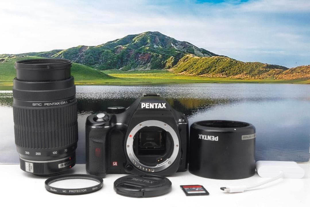 【S数2723回】PENTAX K-X★望遠レンズ付き55-300ｍｍ★転送OK