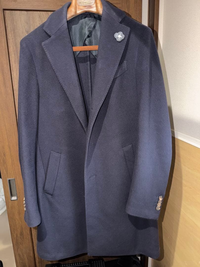 LARDINI ラルディーニ ネイビー チェスターコート 46 48