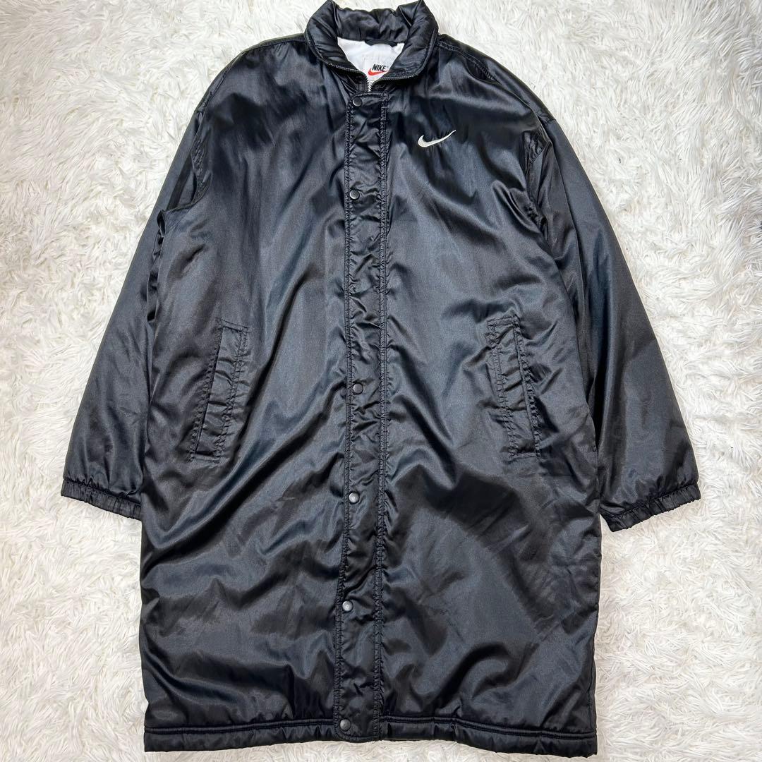 希少✨NIKE ナイキ ベンチコート 銀タグ 90s デカロゴ 黒