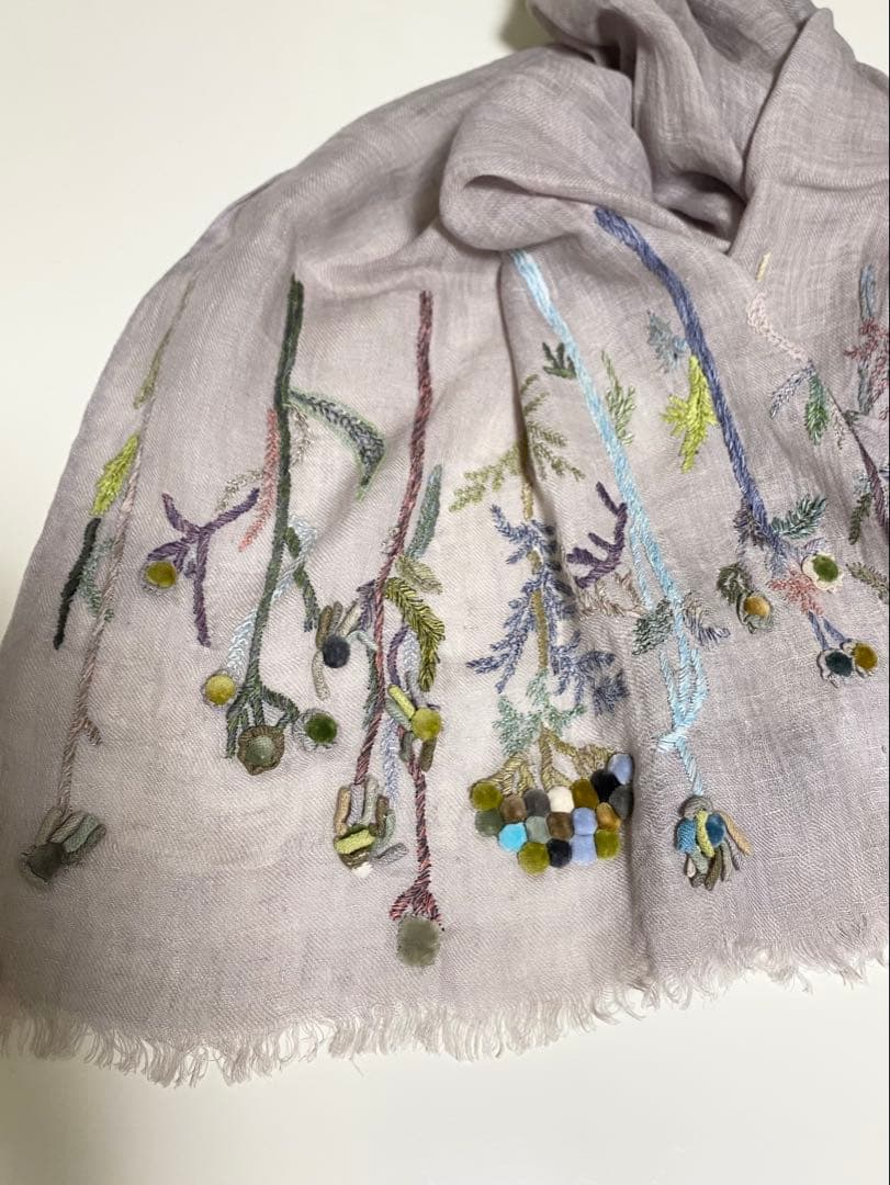 美品　希少　Sophie digard ストール　リネン　ハンドメイド　高級