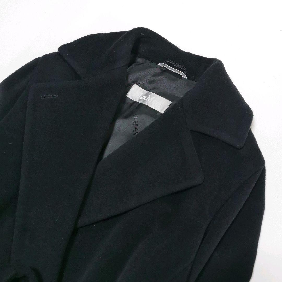 美品✨ マックスマーラ ベルテッドコート アンゴラ混 マニュエラ 黒 XL