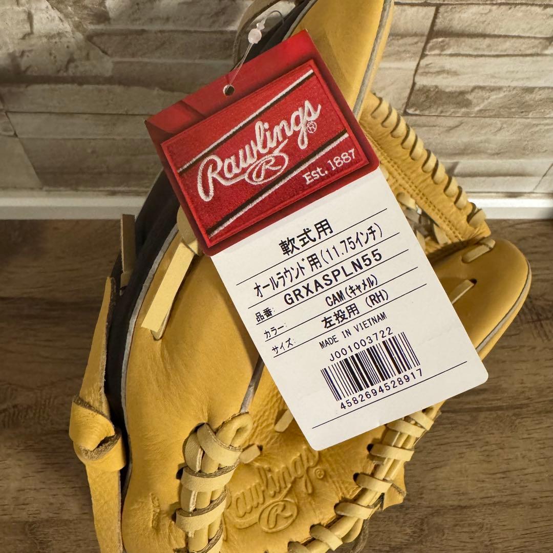 (新品) ローリングス　左投用　軟式　オールラウンド　キャメルxブラック