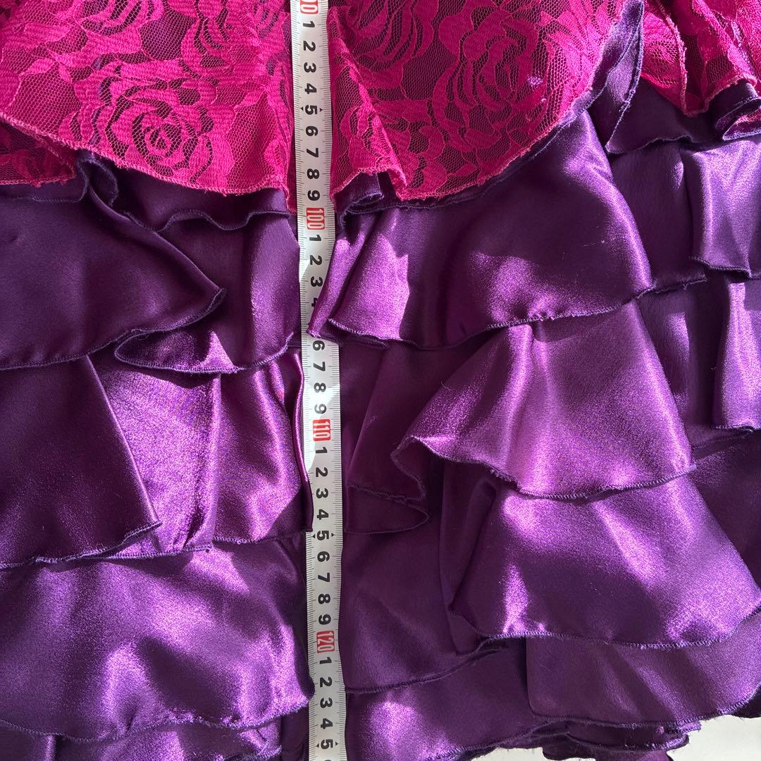 フラメンコ衣装 花柄レースワンピースピンク