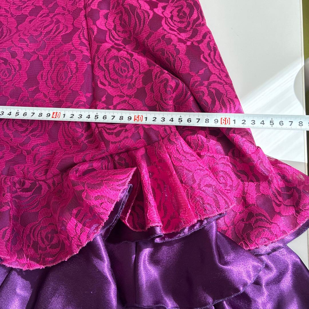 フラメンコ衣装 花柄レースワンピースピンク