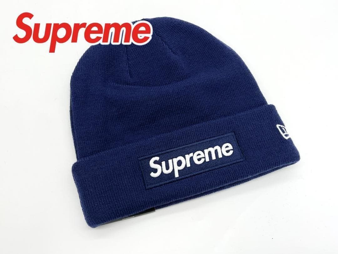 新品】SUPREME x New Era Box Logo ビーニー ブルー - メルカリ