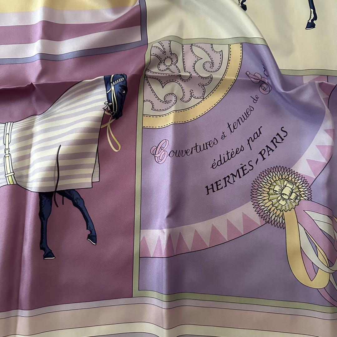新品 HERMES シルク スカーフ 馬 ラベンダー カレ140 大判 稀少