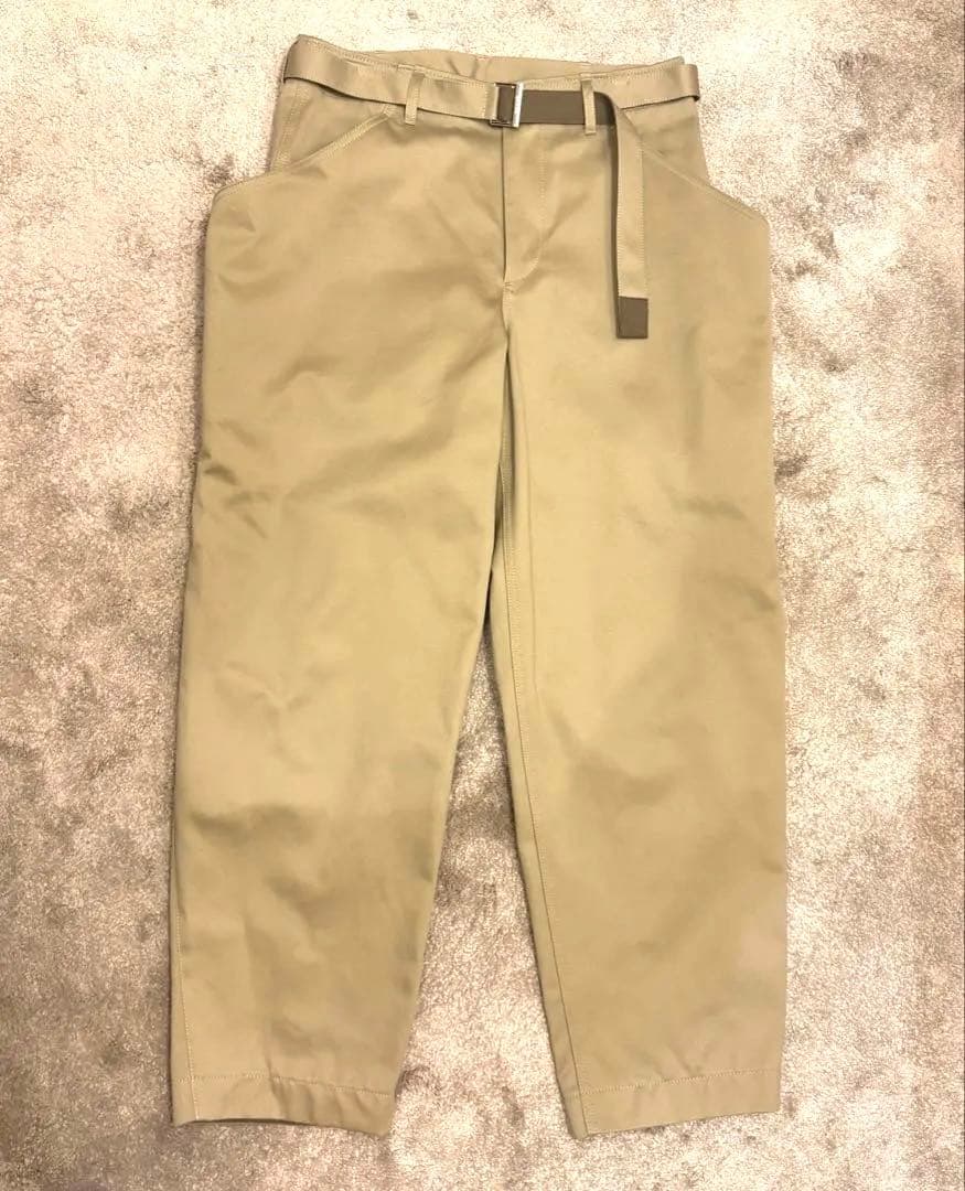 未使用 Sacai サカイ 25SS ベルテッド コットン チノパンツ サイズ1