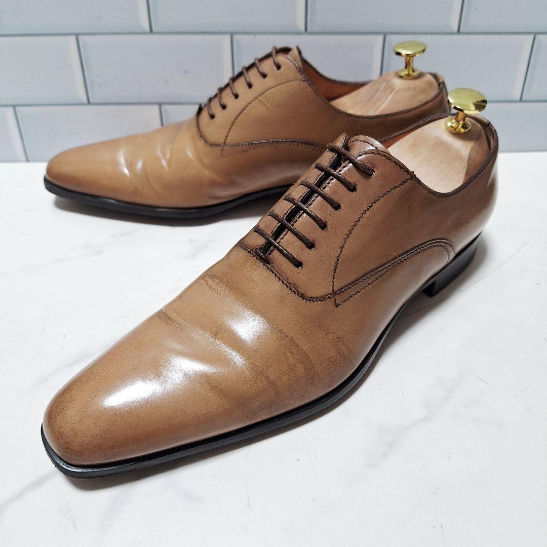 サントーニ Santoni プレーントゥ 25.5レザーシューズ 革靴 茶 サントーニ SIZE 6【未使用☆Vフロント/プレーントゥ/7645】 | 高級