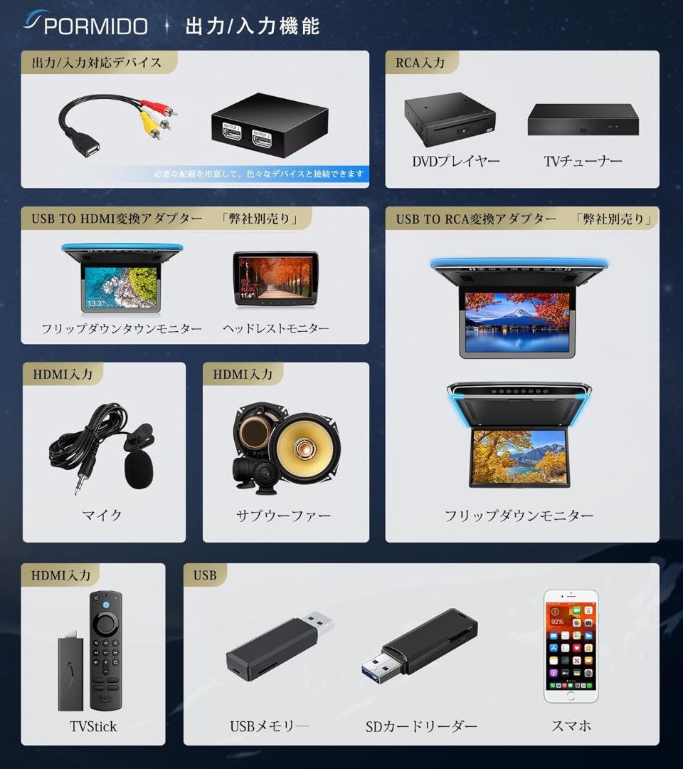 PORMIDO-LINK 10.1インチ カーナビ 1DIN/2DIN対応 新品