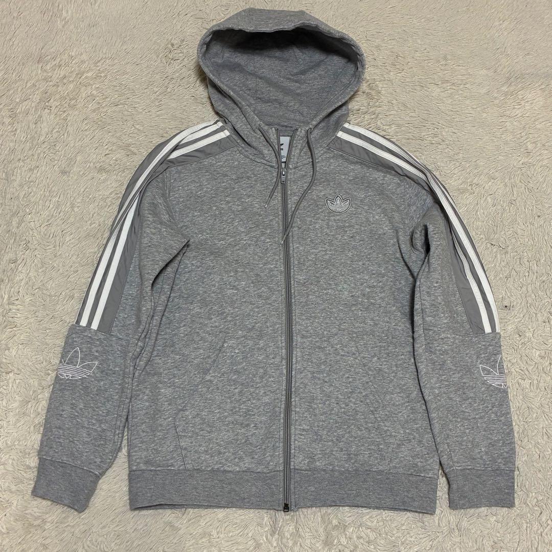 adidas スウェット パーカー パンツ 上下 グレー セットアップ ジャージ