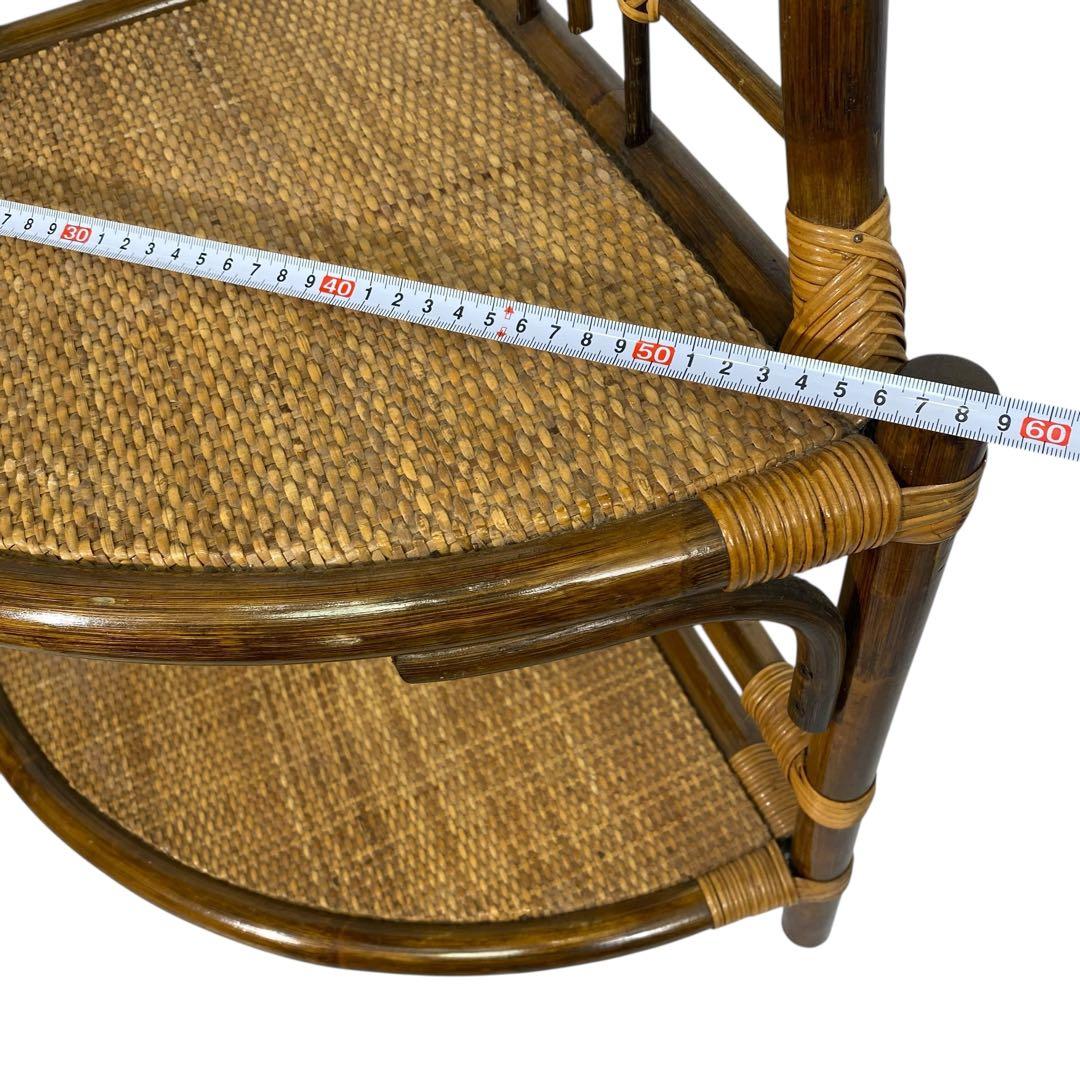 3段ラタンシェルフ 籐のコーナーラック 籐家具 ラタン家具 ラタン棚