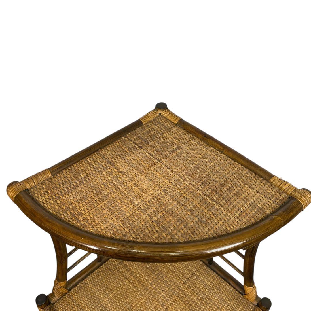 3段ラタンシェルフ 籐のコーナーラック 籐家具 ラタン家具 ラタン棚