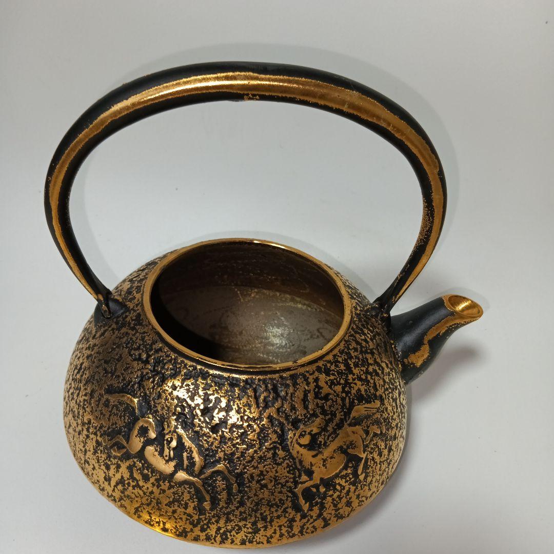 南部岩鋳　 純金　純銀着　美濃華林作　鉄瓶