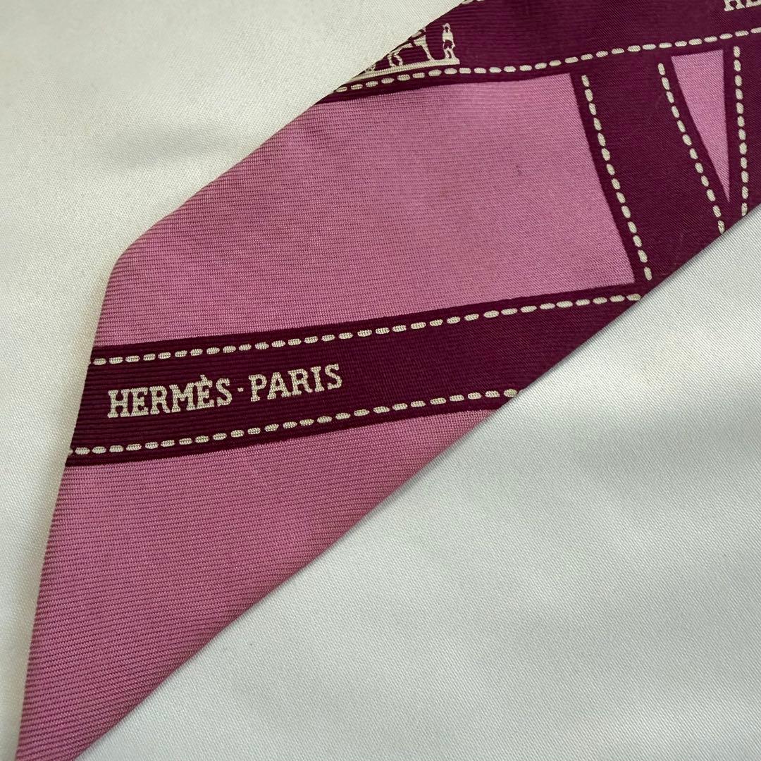 エルメス　ツイリー　 ボルデュック　リボン　ピンク