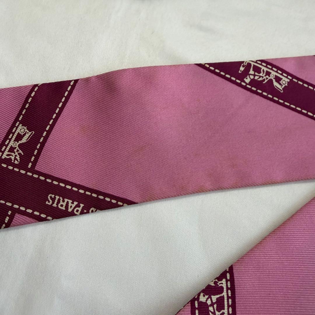 エルメス　ツイリー　 ボルデュック　リボン　ピンク