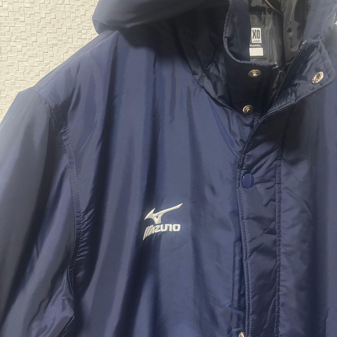 【ミズノ】新品タグ付 中綿ベンチコート ロング ネイビー 12JE6G60 刺繍