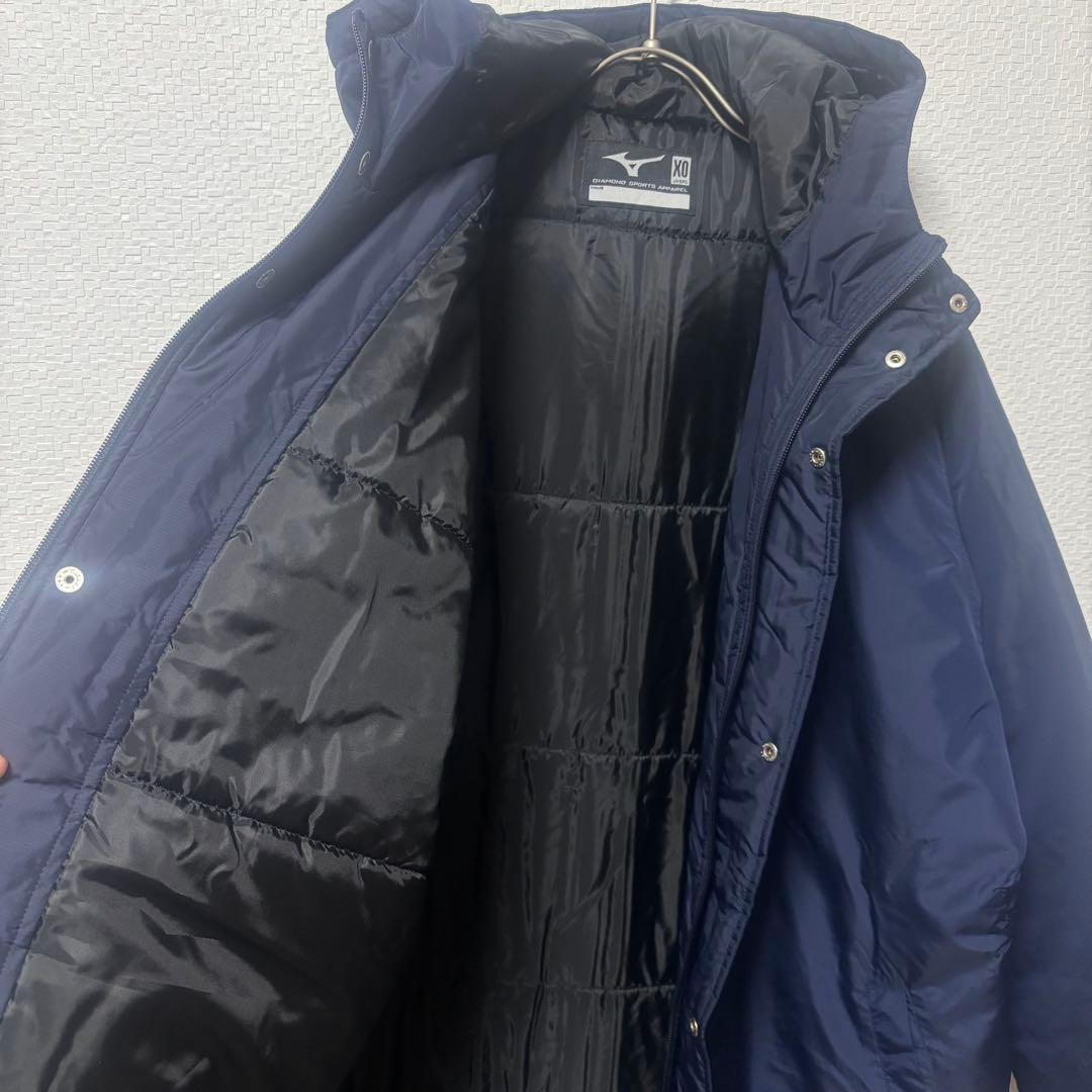 【ミズノ】新品タグ付 中綿ベンチコート ロング ネイビー 12JE6G60 刺繍