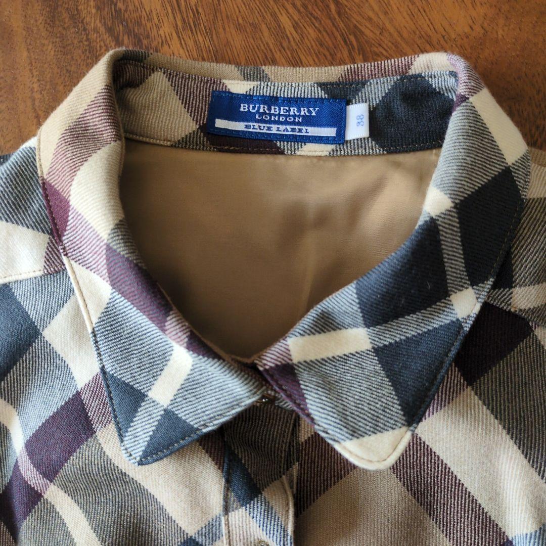 美品✨バーバリーブルーレーベル ノバチェック シャツワンピース ベルト 38