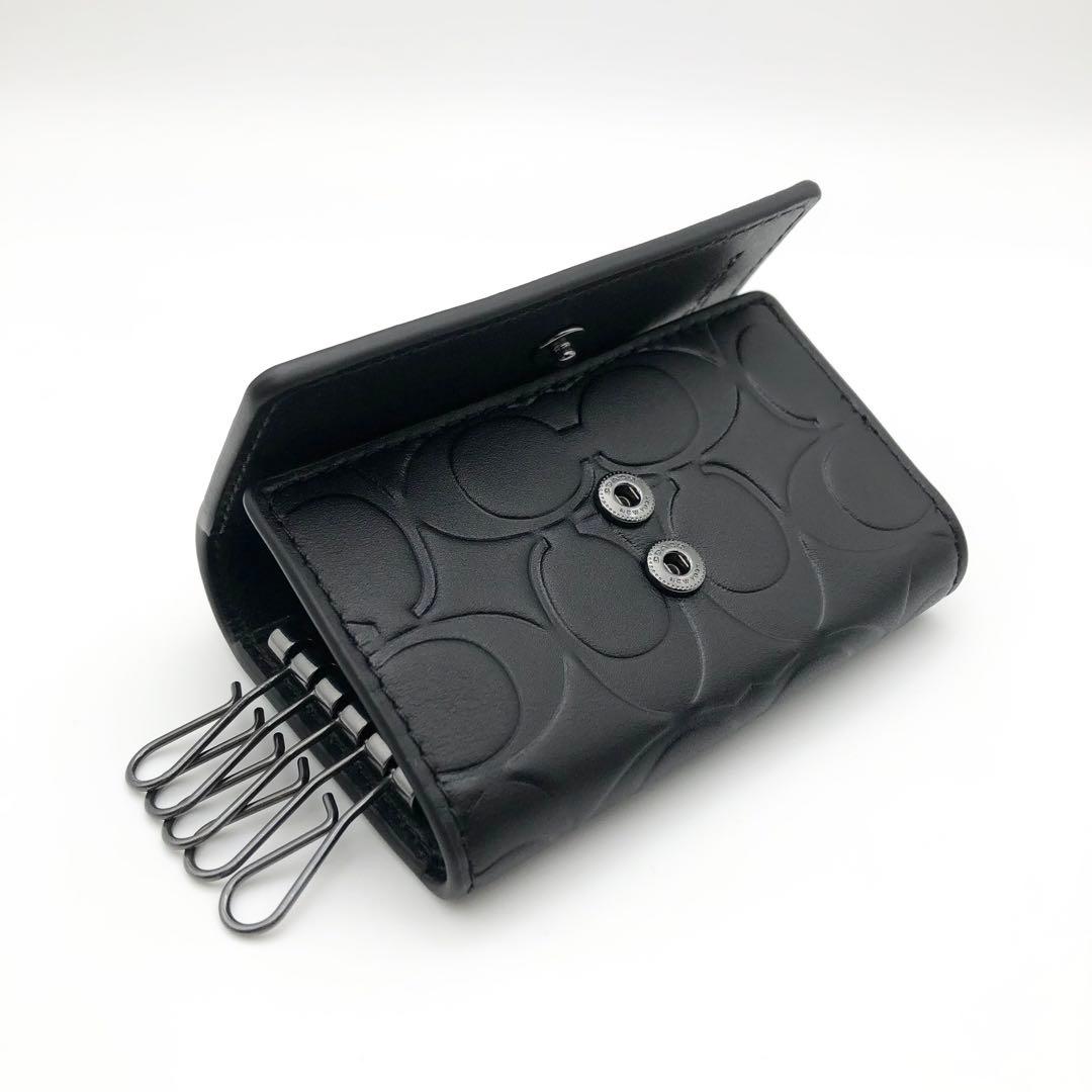 COACH ★大人気★ 5リングキーケース シグネチャー レザー ブラック 新品