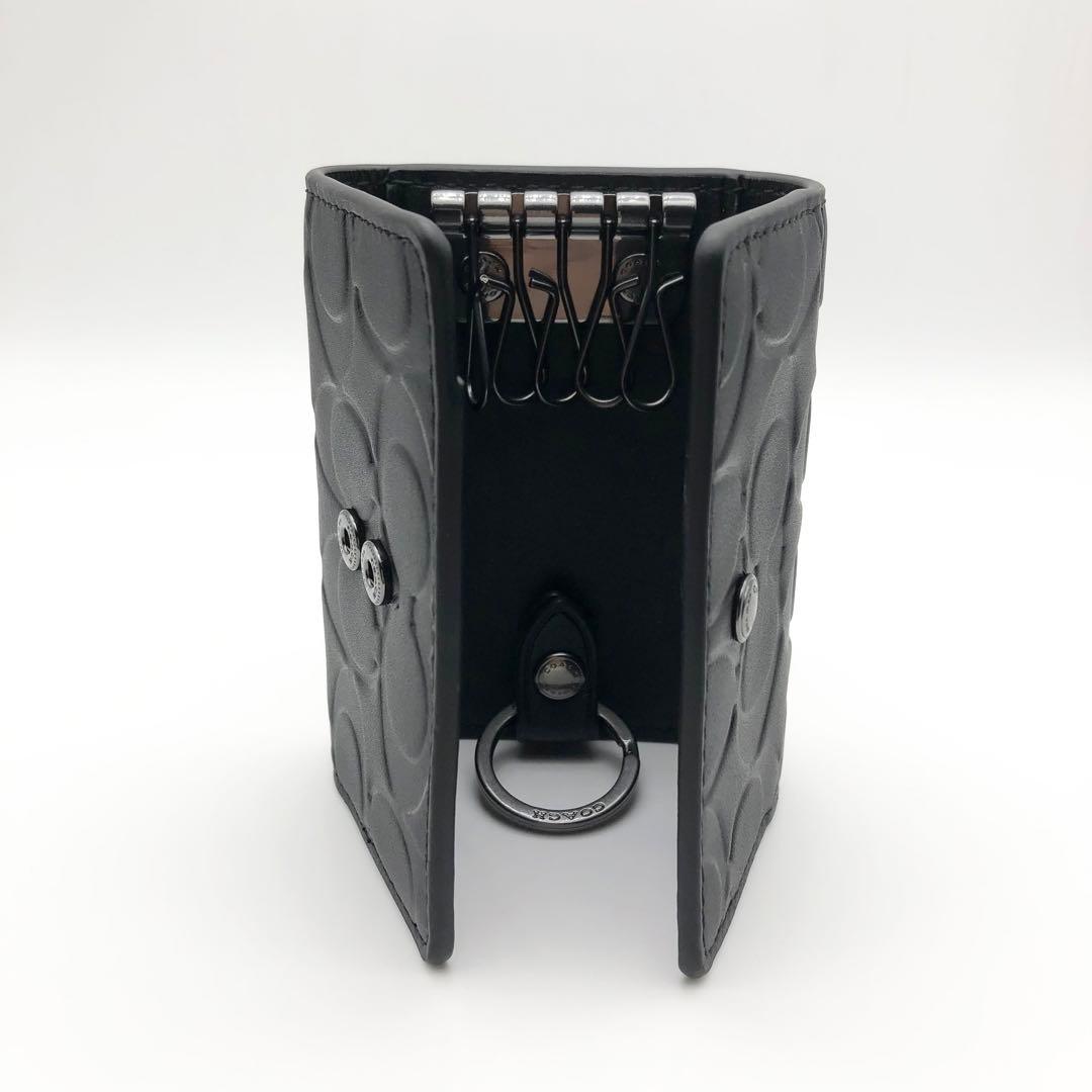 COACH ★大人気★ 5リングキーケース シグネチャー レザー ブラック 新品