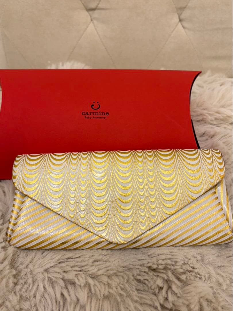carmine ゴールドストライプ クラッチ財布〜鯉〜