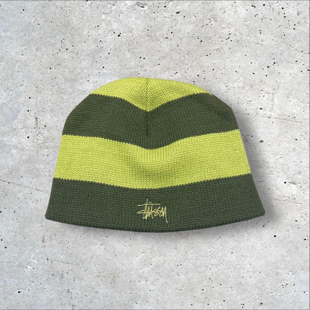 old stussy 紺タグ 90s ビーニー ニット帽 グリーン 美品 - メルカリ