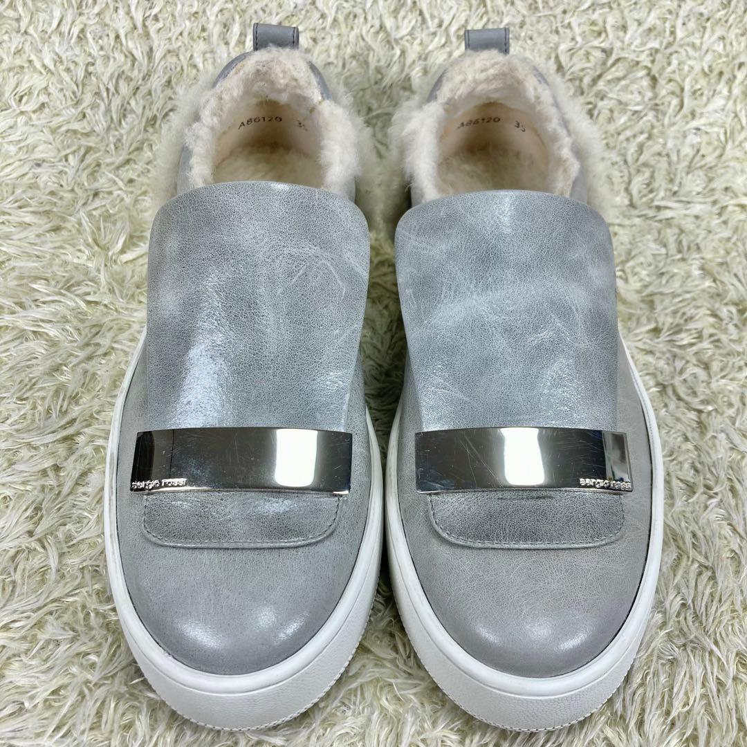 『美品』セルジオロッシ SR1 スリッポン 厚底 スニーカー ボア レザー