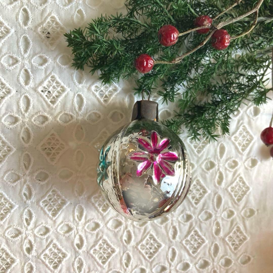 ツリー型ボックス入りアンティークガラスクリスマスオーナメント18個セット【A】大