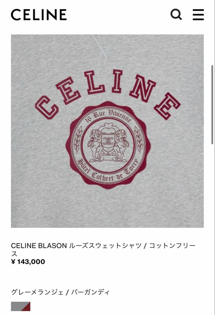 CELINE BLASON フロック ルーズスウェットシャツ/コットンフリースM