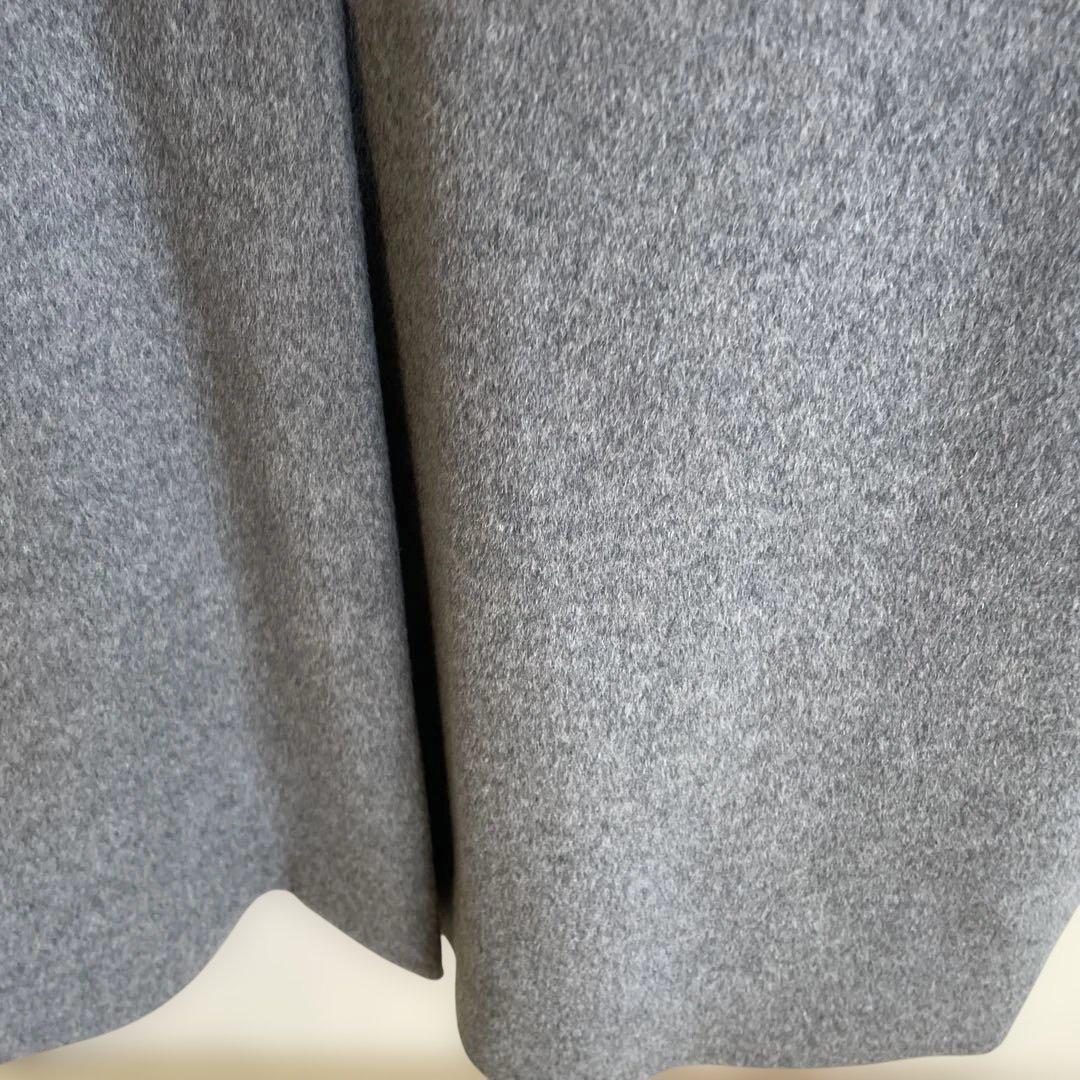 グレー ステンカラーコート カシミアウール混合