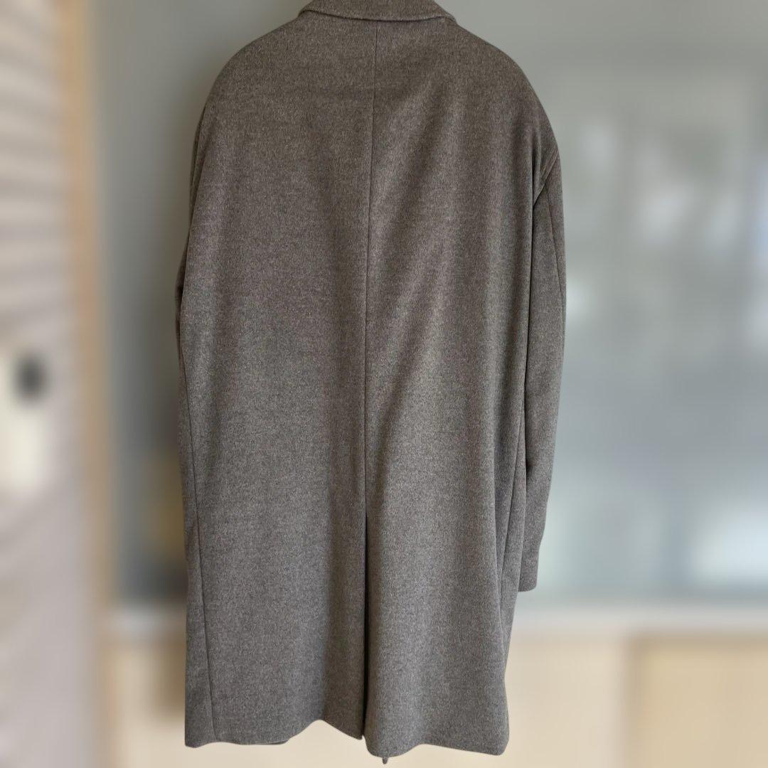 グレー ステンカラーコート カシミアウール混合