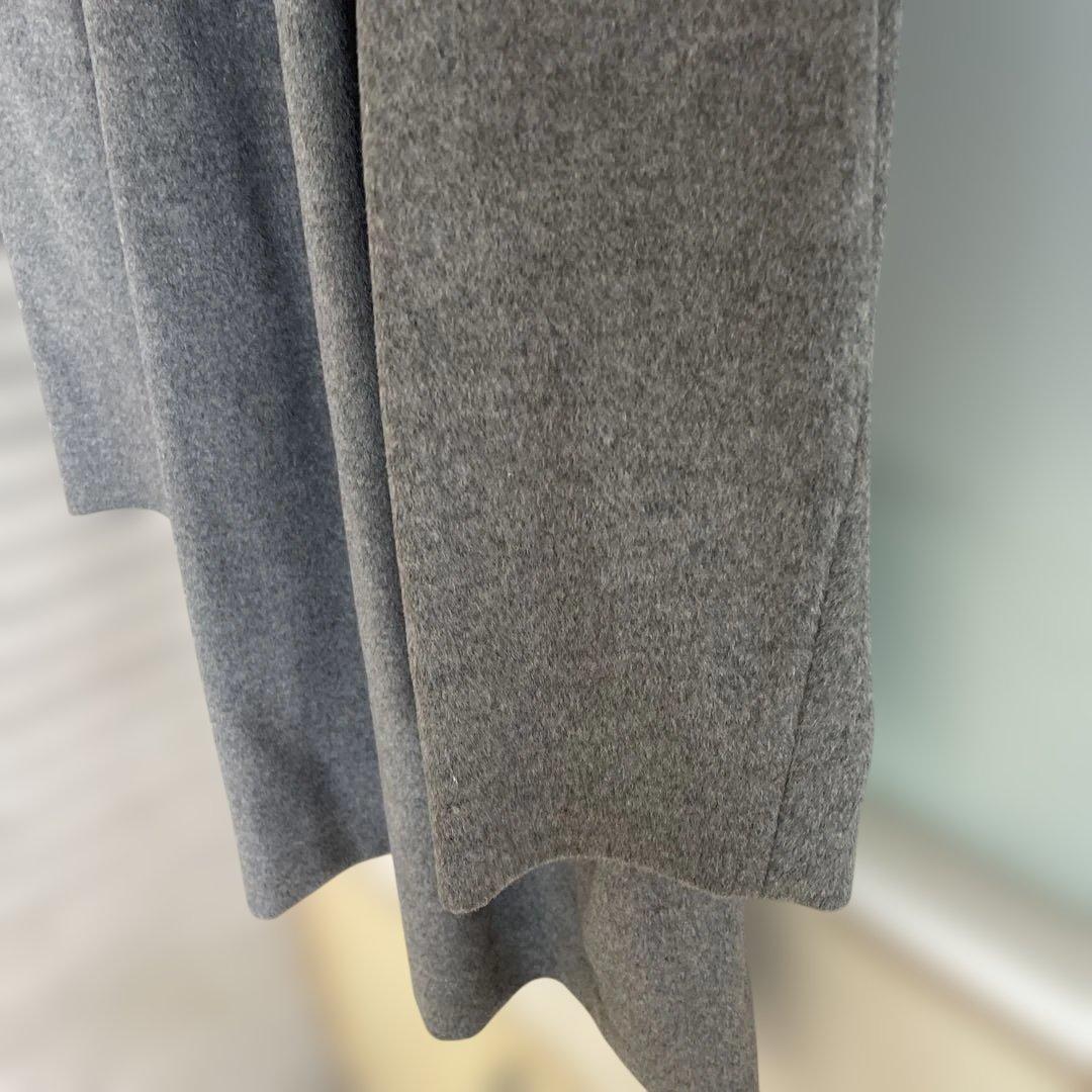 グレー ステンカラーコート カシミアウール混合