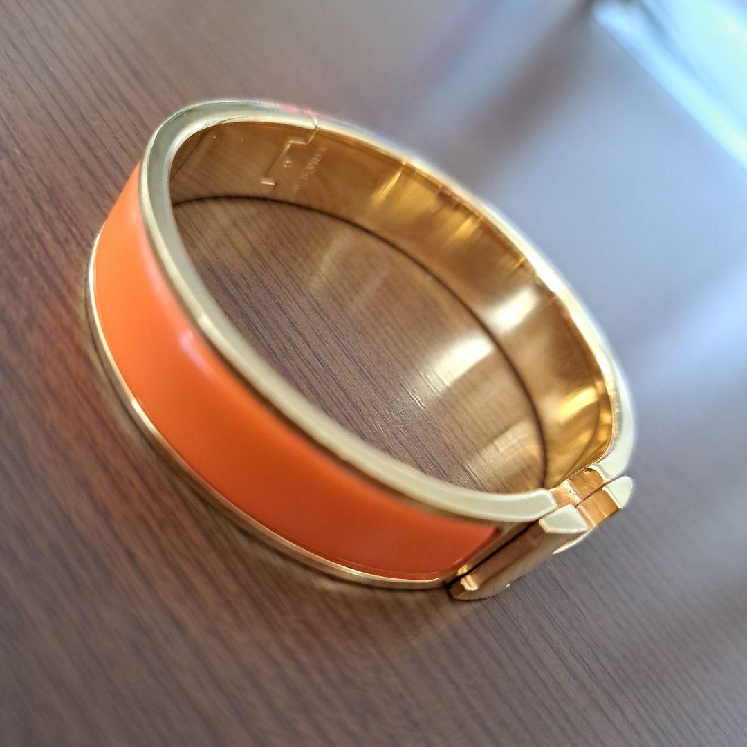 美品　破格　エルメス クリッククラック バングル ゴールド オレンジ