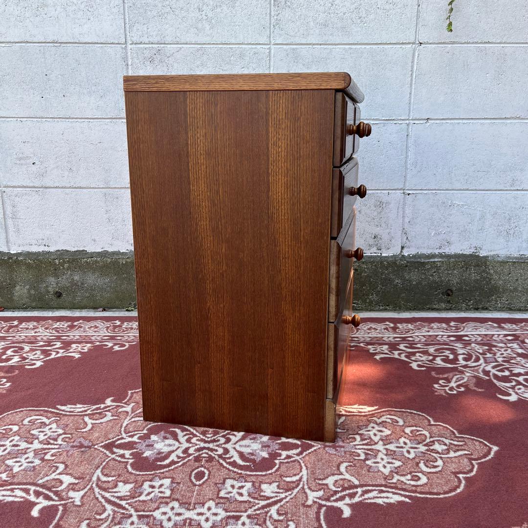 古家具ビンテージ品◾️オーク材突板 引き出し5杯 整理棚 収納棚 木製キャビネット