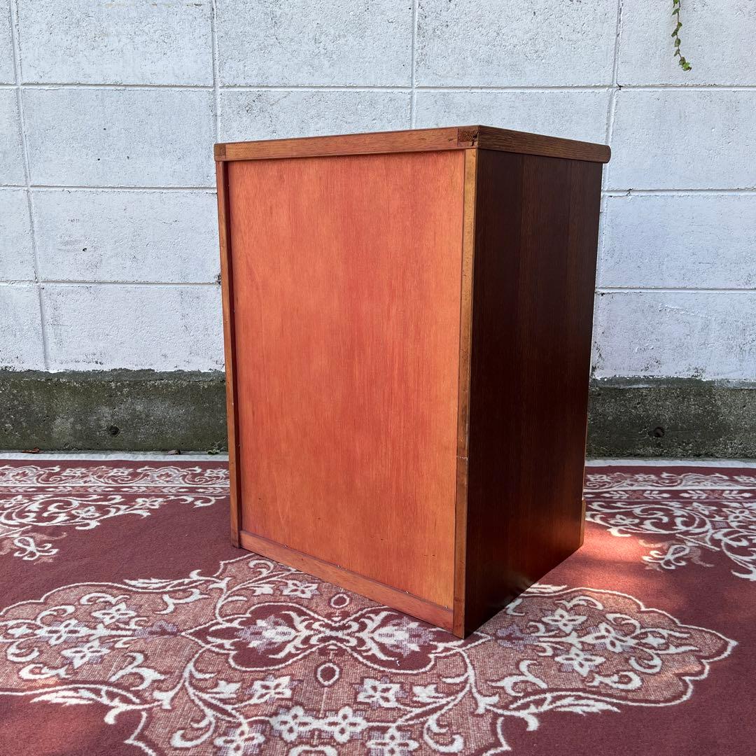古家具ビンテージ品◾️オーク材突板 引き出し5杯 整理棚 収納棚 木製キャビネット
