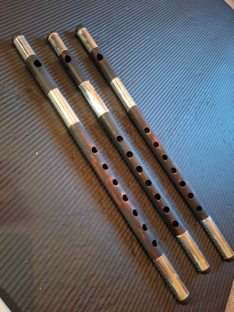 篠笛　古典調　7穴　五本調子　天地胴籐巻き　燻風仕上げ　超鐵仕様