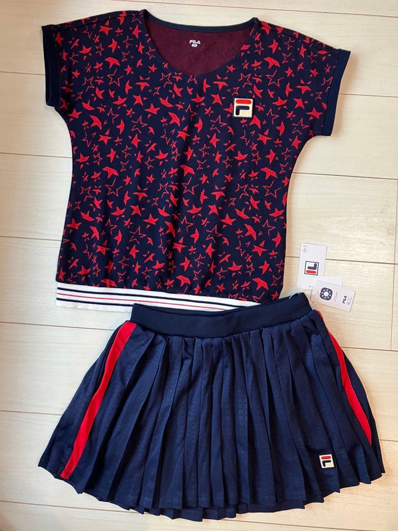 FILAフィラ＊星柄 ゲームシャツとプリーツスコートセット