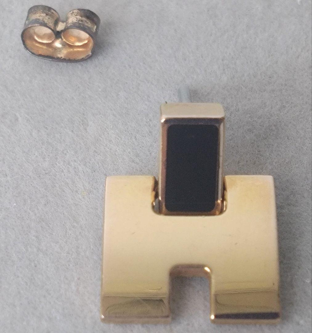 S*e様 HERMES エルメス アイリーンピアス 片方 金 × 黒 GP