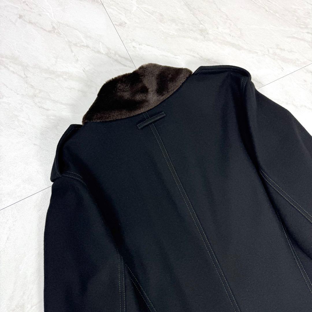美品 ゴルチエ ジーンズ スーパーロング ファー切替 ミリタリー コート 48
