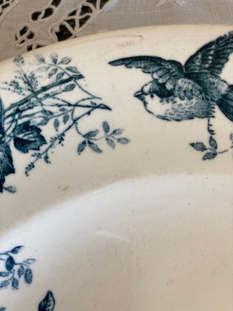 フランスアンティーク　お皿　プレート　ロンウィ　小鳥柄