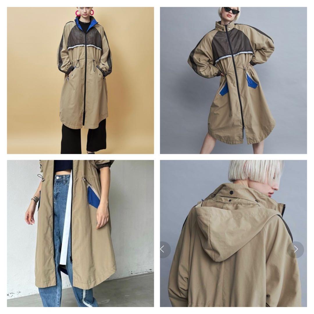 23ss 新品未■casane■ナイロン レイヤードコート ビッグシルエット F