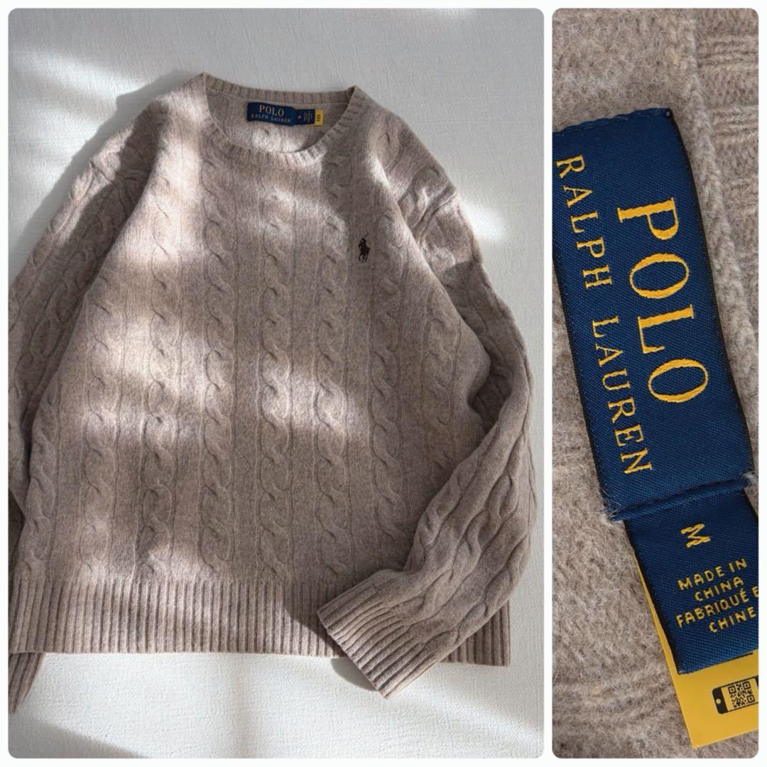現行QRタグ　ラルフローレン　ウールクルーネックケーブルセーター