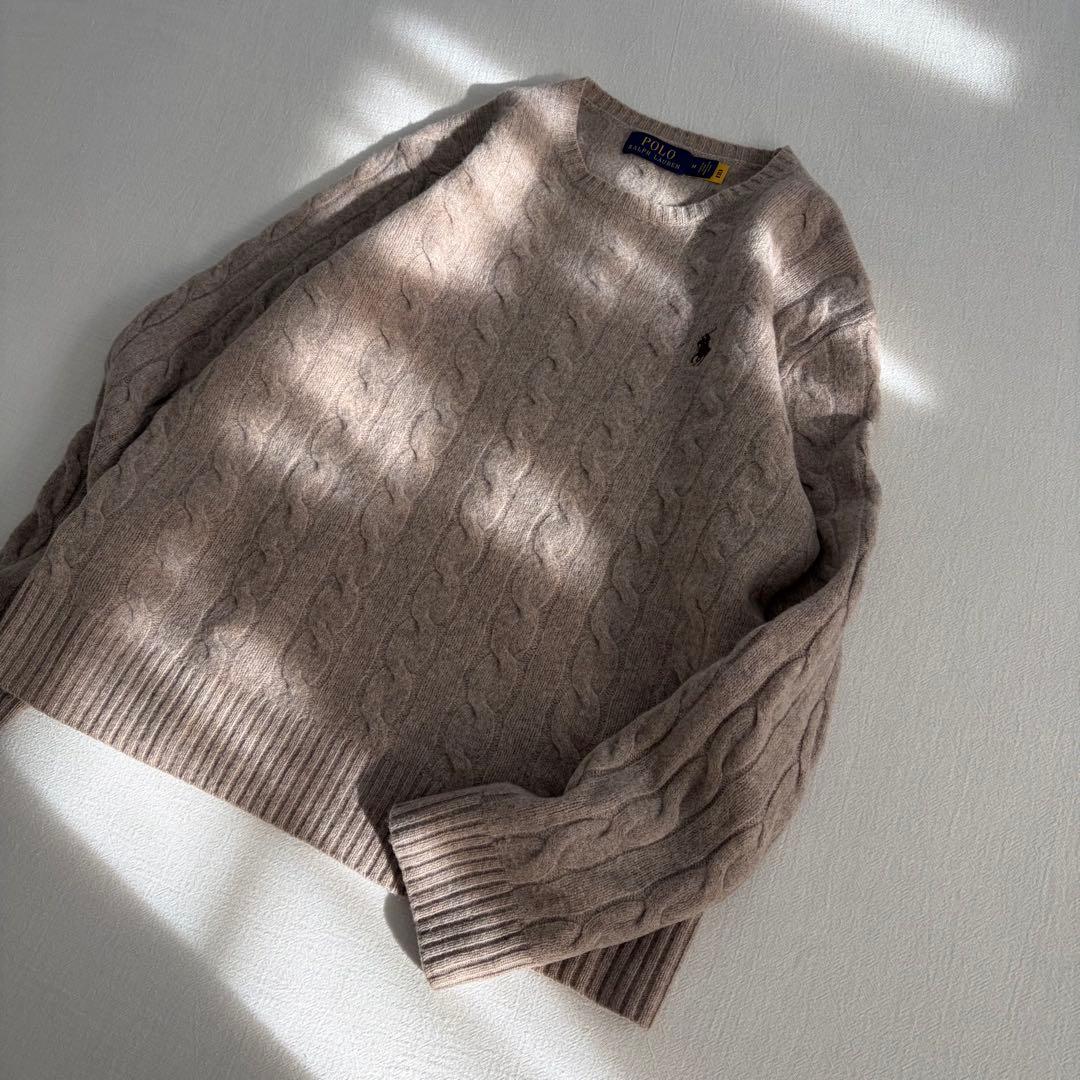 現行QRタグ　ラルフローレン　ウールクルーネックケーブルセーター