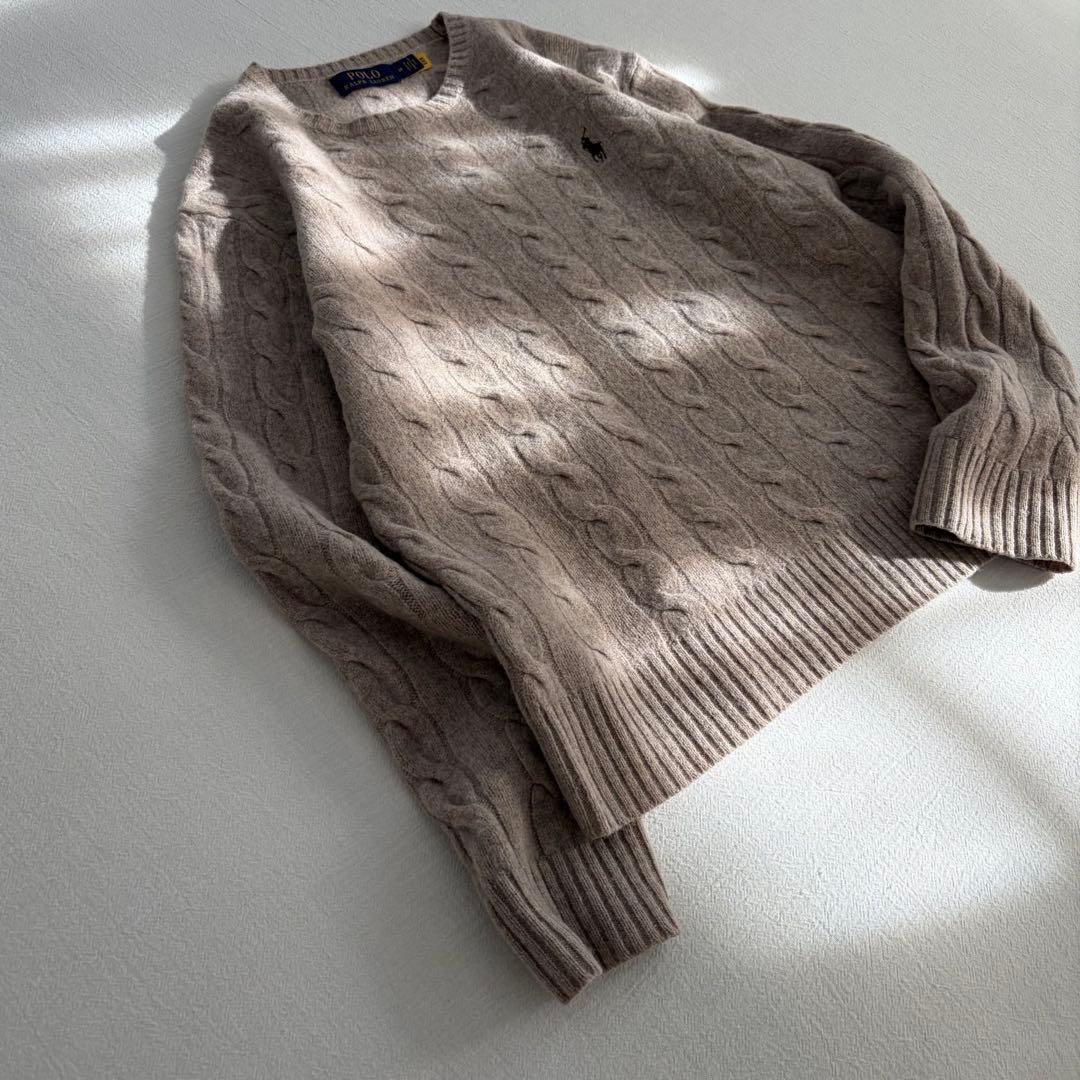 現行QRタグ　ラルフローレン　ウールクルーネックケーブルセーター