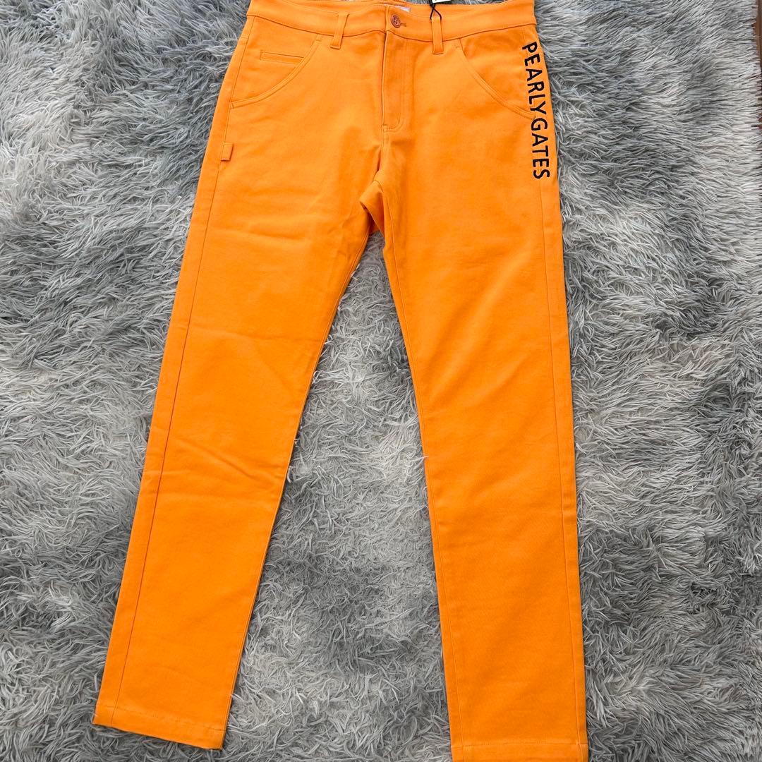 新品　パーリーゲイツ　パンツ　厚手　ストレッチ　秋冬　オレンジ　テーパード　5